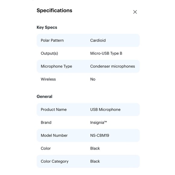 Insignia USB Microphone Model NS-CBM19 - Picture 3 of 9
